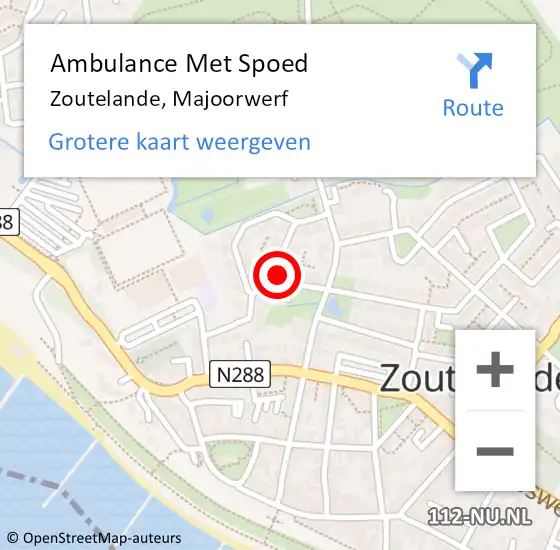 Locatie op kaart van de 112 melding: Ambulance Met Spoed Naar Zoutelande, Majoorwerf op 21 oktober 2016 17:30