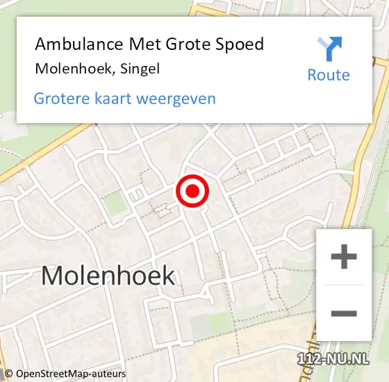 Locatie op kaart van de 112 melding: Ambulance Met Grote Spoed Naar Molenhoek, Singel op 21 oktober 2016 17:35