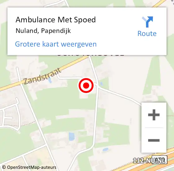 Locatie op kaart van de 112 melding: Ambulance Met Spoed Naar Nuland, Papendijk op 21 oktober 2016 18:29