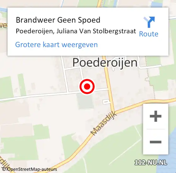 Locatie op kaart van de 112 melding: Brandweer Geen Spoed Naar Poederoijen, Juliana Van Stolbergstraat op 31 december 2013 09:30