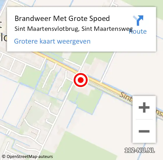 Locatie op kaart van de 112 melding: Brandweer Met Grote Spoed Naar Sint Maartensvlotbrug, Sint Maartensweg op 21 oktober 2016 21:54