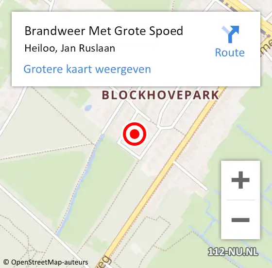 Locatie op kaart van de 112 melding: Brandweer Met Grote Spoed Naar Heiloo, Jan Ruslaan op 21 oktober 2016 22:07