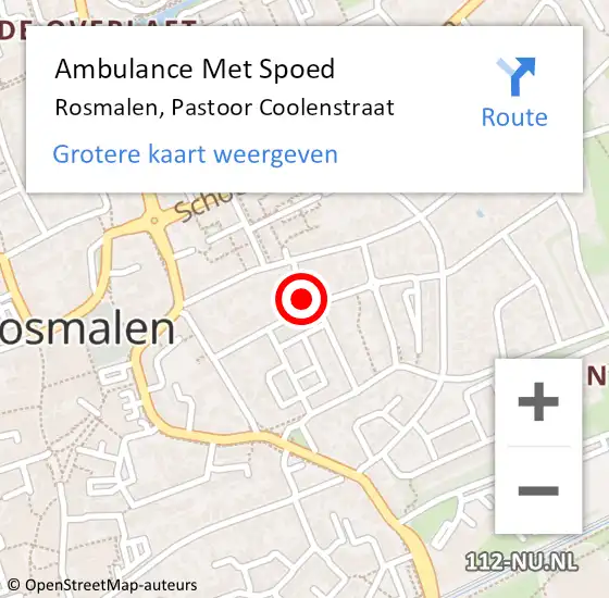 Locatie op kaart van de 112 melding: Ambulance Met Spoed Naar Rosmalen, Pastoor Coolenstraat op 21 oktober 2016 22:47