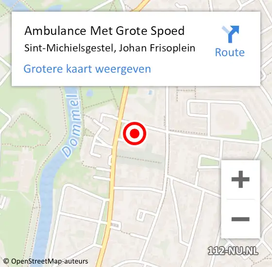 Locatie op kaart van de 112 melding: Ambulance Met Grote Spoed Naar Sint-Michielsgestel, Johan Frisoplein op 21 oktober 2016 22:59