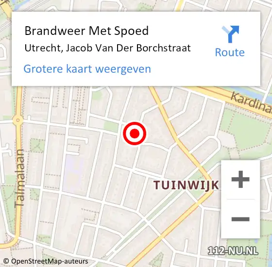 Locatie op kaart van de 112 melding: Brandweer Met Spoed Naar Utrecht, Jacob Van Der Borchstraat op 21 oktober 2016 23:17