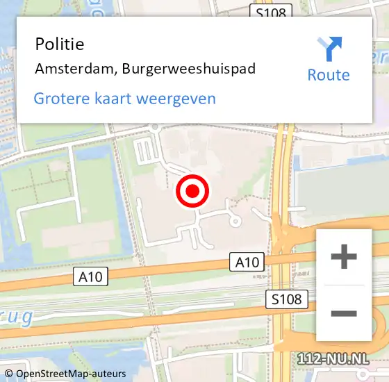 Locatie op kaart van de 112 melding: Politie Amsterdam, Burgerweeshuispad op 21 oktober 2016 23:22