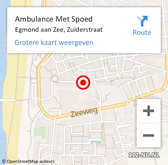 Locatie op kaart van de 112 melding: Ambulance Met Spoed Naar Egmond aan Zee, Zuiderstraat op 21 oktober 2016 23:29