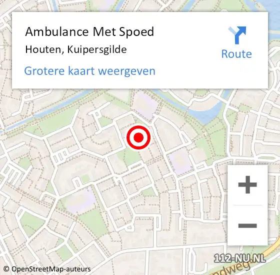 Locatie op kaart van de 112 melding: Ambulance Met Spoed Naar Houten, Kuipersgilde op 21 oktober 2016 23:34