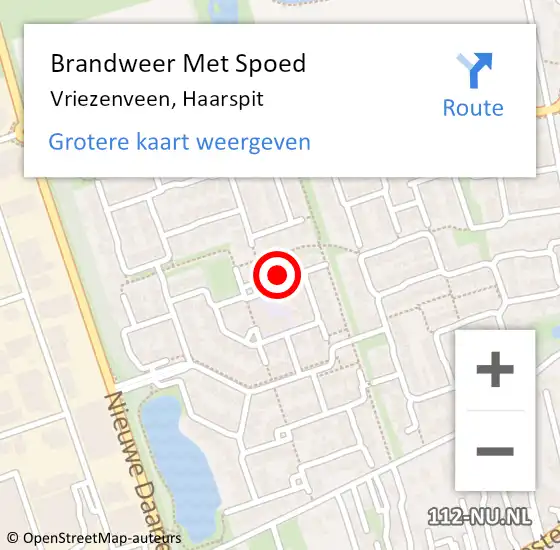 Locatie op kaart van de 112 melding: Brandweer Met Spoed Naar Vriezenveen, Haarspit op 31 december 2013 09:41