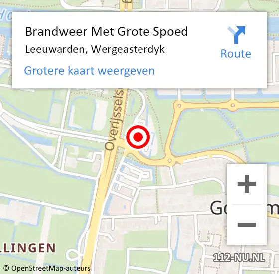 Locatie op kaart van de 112 melding: Brandweer Met Grote Spoed Naar Leeuwarden, Wergeasterdyk op 22 oktober 2016 01:02