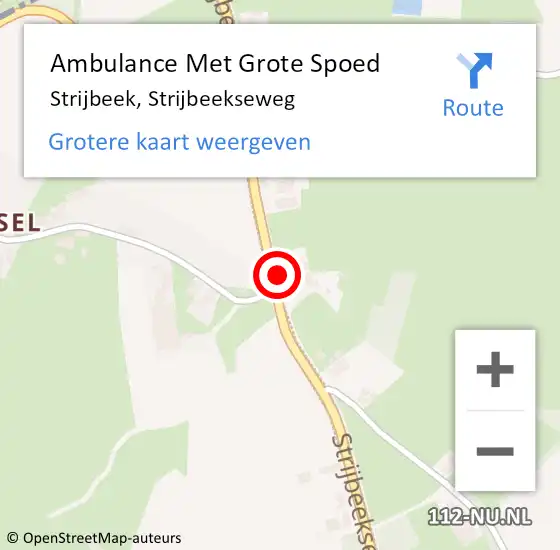 Locatie op kaart van de 112 melding: Ambulance Met Grote Spoed Naar Strijbeek, Strijbeekseweg op 22 oktober 2016 01:24