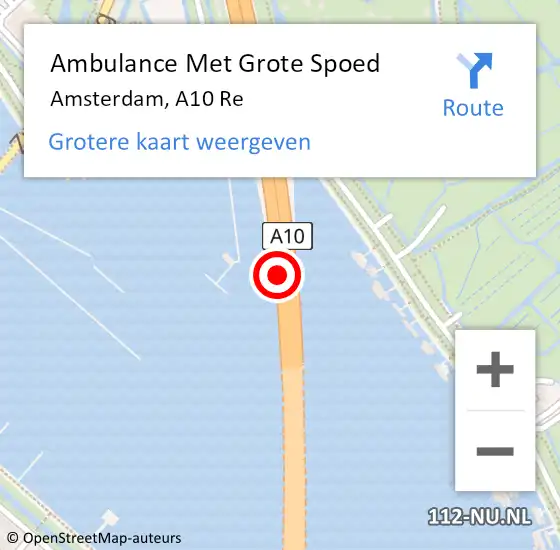Locatie op kaart van de 112 melding: Ambulance Met Grote Spoed Naar Amsterdam, A10 Re op 22 oktober 2016 01:28