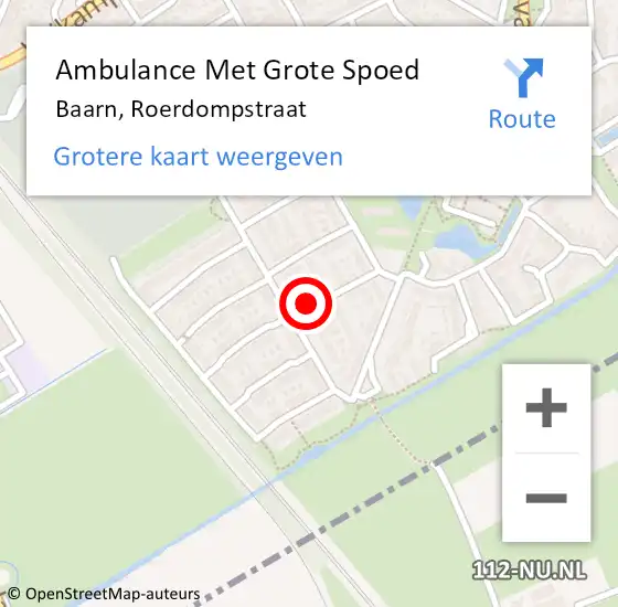 Locatie op kaart van de 112 melding: Ambulance Met Grote Spoed Naar Baarn, Roerdompstraat op 22 oktober 2016 02:34