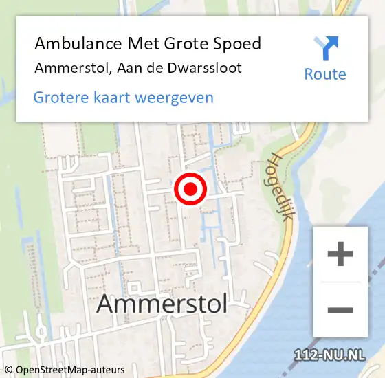 Locatie op kaart van de 112 melding: Ambulance Met Grote Spoed Naar Ammerstol, Aan de Dwarssloot op 22 oktober 2016 03:59