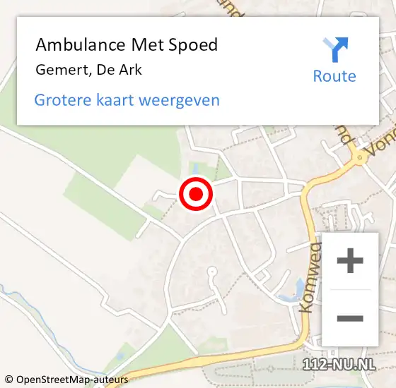 Locatie op kaart van de 112 melding: Ambulance Met Spoed Naar Gemert, De Ark op 22 oktober 2016 04:04