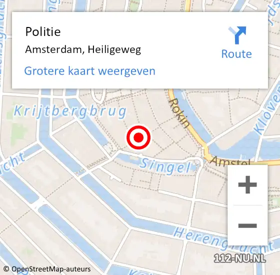 Locatie op kaart van de 112 melding: Politie Amsterdam, Heiligeweg op 22 oktober 2016 04:37