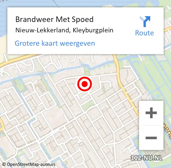 Locatie op kaart van de 112 melding: Brandweer Met Spoed Naar Nieuw-Lekkerland, Kleyburgplein op 31 december 2013 09:54