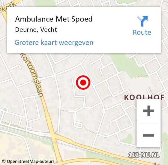 Locatie op kaart van de 112 melding: Ambulance Met Spoed Naar Deurne, Vecht op 22 oktober 2016 05:39