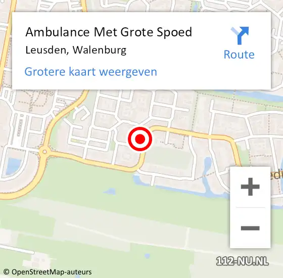 Locatie op kaart van de 112 melding: Ambulance Met Grote Spoed Naar Leusden, Walenburg op 22 oktober 2016 05:47