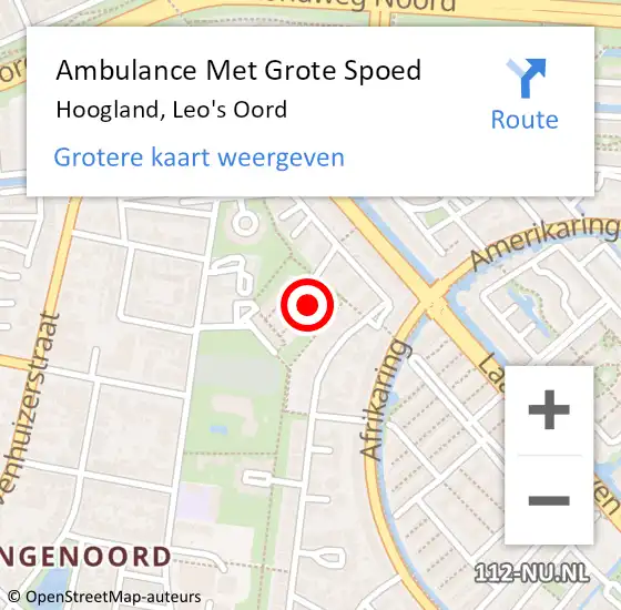 Locatie op kaart van de 112 melding: Ambulance Met Grote Spoed Naar Hoogland, Leo's Oord op 22 oktober 2016 06:19