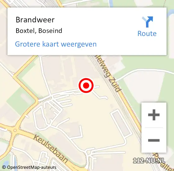 Locatie op kaart van de 112 melding: Brandweer Boxtel, Boseind op 22 oktober 2016 06:41