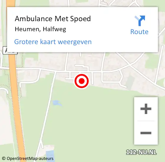 Locatie op kaart van de 112 melding: Ambulance Met Spoed Naar Heumen, Halfweg op 22 oktober 2016 07:07