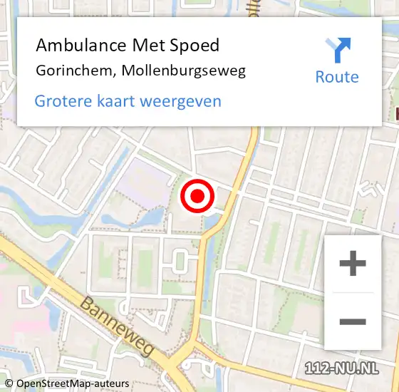 Locatie op kaart van de 112 melding: Ambulance Met Spoed Naar Gorinchem, Mollenburgseweg op 22 oktober 2016 07:11