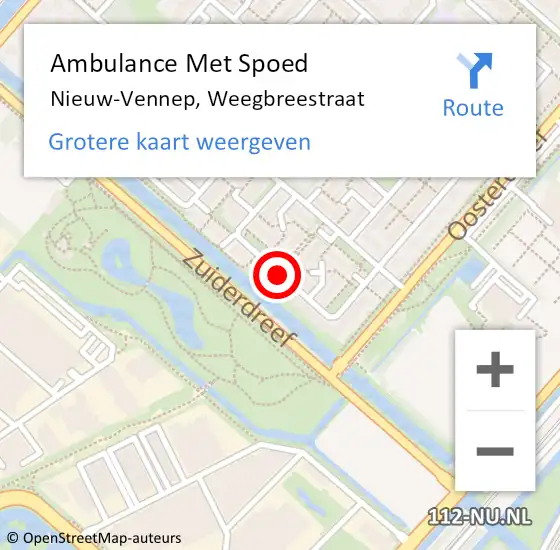 Locatie op kaart van de 112 melding: Ambulance Met Spoed Naar Nieuw-Vennep, Weegbreestraat op 22 oktober 2016 07:11