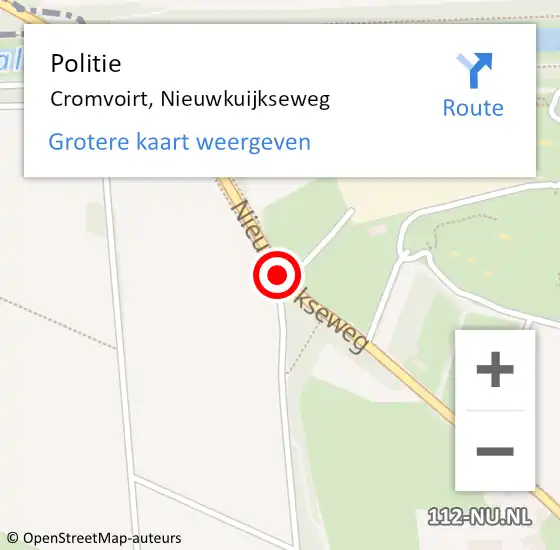 Locatie op kaart van de 112 melding: Politie Cromvoirt, Nieuwkuijkseweg op 31 december 2013 09:59