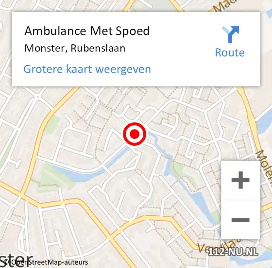 Locatie op kaart van de 112 melding: Ambulance Met Spoed Naar Monster, Rubenslaan op 22 oktober 2016 08:26