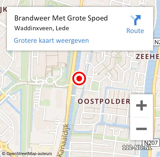 Locatie op kaart van de 112 melding: Brandweer Met Grote Spoed Naar Waddinxveen, Lede op 22 oktober 2016 09:04