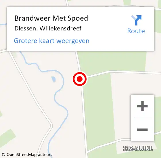 Locatie op kaart van de 112 melding: Brandweer Met Spoed Naar Diessen, Willekensdreef op 22 oktober 2016 09:05