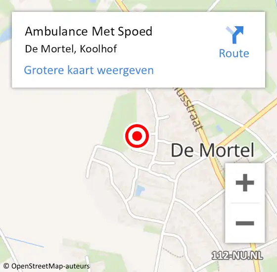 Locatie op kaart van de 112 melding: Ambulance Met Spoed Naar De Mortel, Koolhof op 22 oktober 2016 09:14