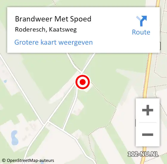 Locatie op kaart van de 112 melding: Brandweer Met Spoed Naar Roderesch, Kaatsweg op 22 oktober 2016 09:15