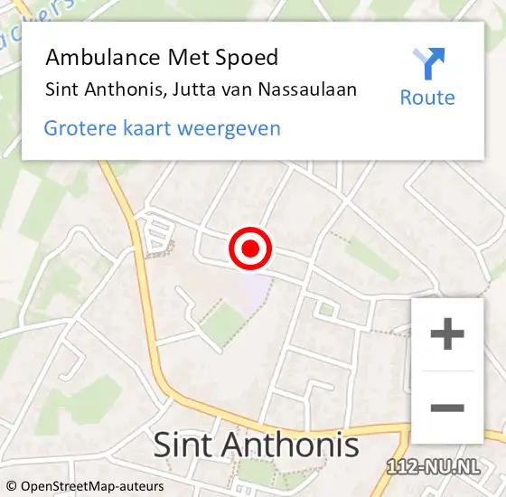 Locatie op kaart van de 112 melding: Ambulance Met Spoed Naar Sint Anthonis, Jutta van Nassaulaan op 22 oktober 2016 09:15