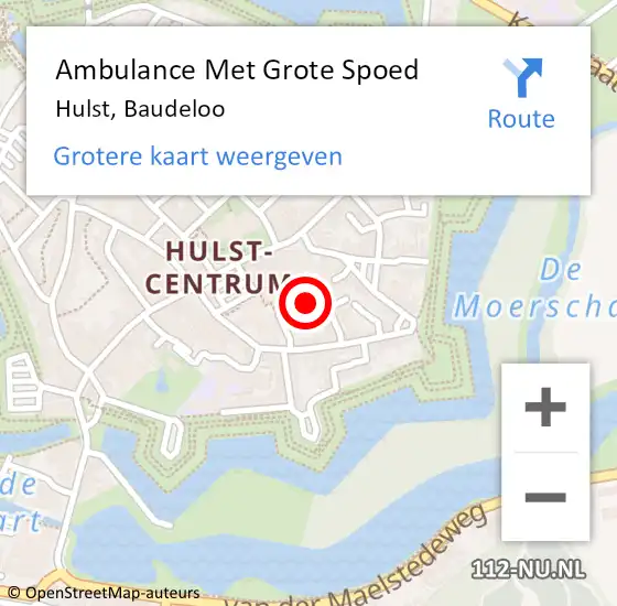 Locatie op kaart van de 112 melding: Ambulance Met Grote Spoed Naar Hulst, Baudeloo op 22 oktober 2016 09:52