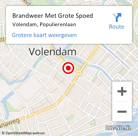 Locatie op kaart van de 112 melding: Brandweer Met Grote Spoed Naar Volendam, Populierenlaan op 31 december 2013 10:09