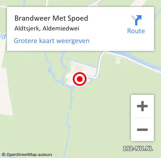 Locatie op kaart van de 112 melding: Brandweer Met Spoed Naar Aldtsjerk, Aldemiedwei op 22 oktober 2016 11:30