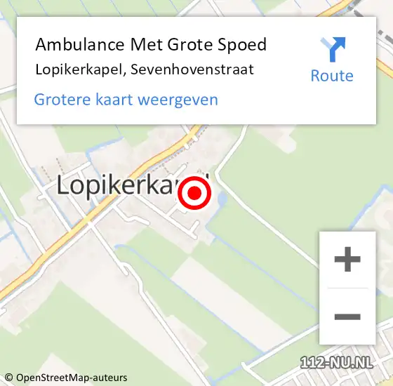 Locatie op kaart van de 112 melding: Ambulance Met Grote Spoed Naar Lopikerkapel, Sevenhovenstraat op 22 oktober 2016 12:31