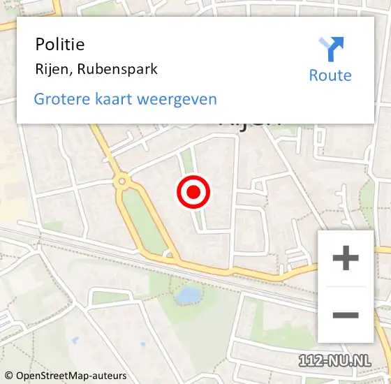 Locatie op kaart van de 112 melding: Politie Rijen, Rubenspark op 22 oktober 2016 12:59