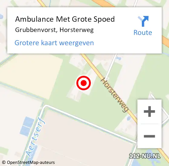 Locatie op kaart van de 112 melding: Ambulance Met Grote Spoed Naar Grubbenvorst, Horsterweg op 22 oktober 2016 13:07