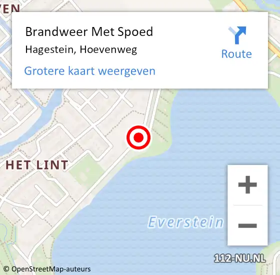 Locatie op kaart van de 112 melding: Brandweer Met Spoed Naar Hagestein, Hoevenweg op 22 oktober 2016 13:59