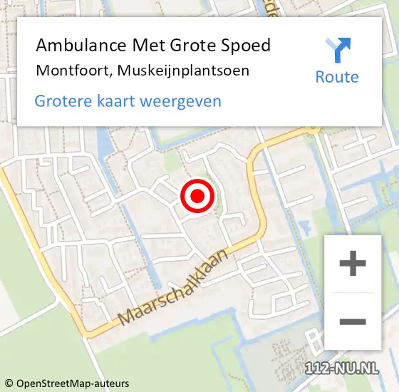 Locatie op kaart van de 112 melding: Ambulance Met Grote Spoed Naar Montfoort, Muskeijnplantsoen op 22 oktober 2016 14:14