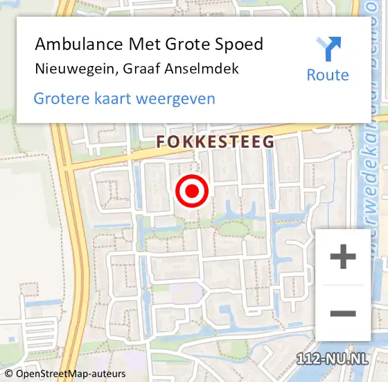 Locatie op kaart van de 112 melding: Ambulance Met Grote Spoed Naar Nieuwegein, Graaf Anselmdek op 22 oktober 2016 14:16