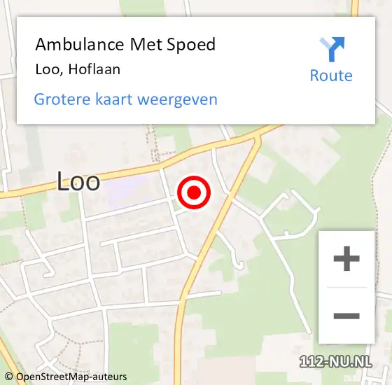 Locatie op kaart van de 112 melding: Ambulance Met Spoed Naar Loo, Hoflaan op 22 oktober 2016 14:19