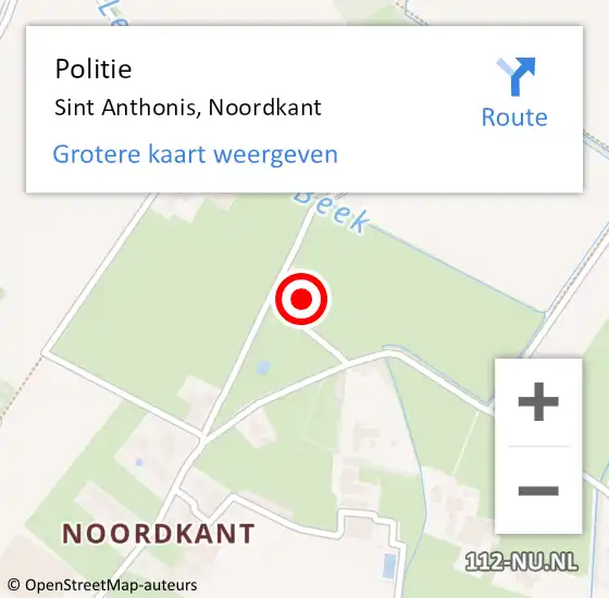 Locatie op kaart van de 112 melding: Politie Sint Anthonis, Noordkant op 31 december 2013 10:22