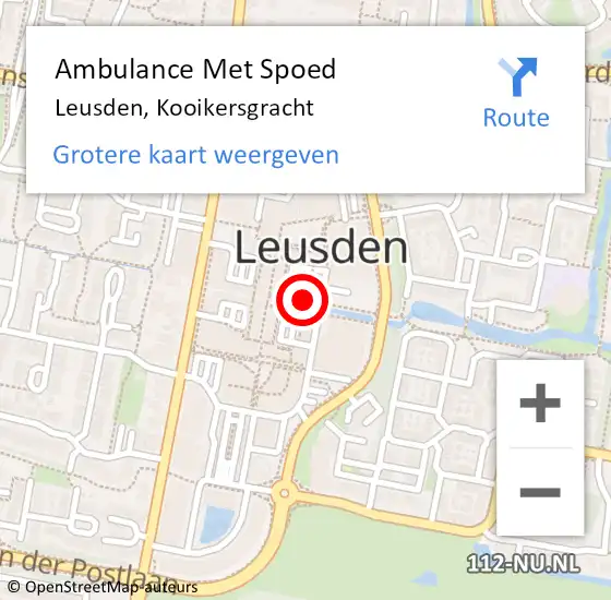 Locatie op kaart van de 112 melding: Ambulance Met Spoed Naar Leusden, Kooikersgracht op 22 oktober 2016 14:46