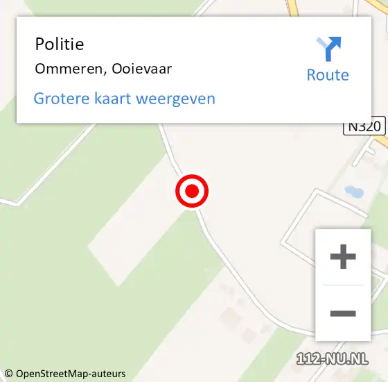 Locatie op kaart van de 112 melding: Politie Ommeren, Ooievaar op 22 oktober 2016 15:32