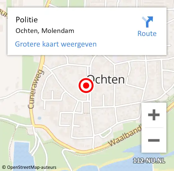 Locatie op kaart van de 112 melding: Politie Ochten, Molendam op 22 oktober 2016 15:54