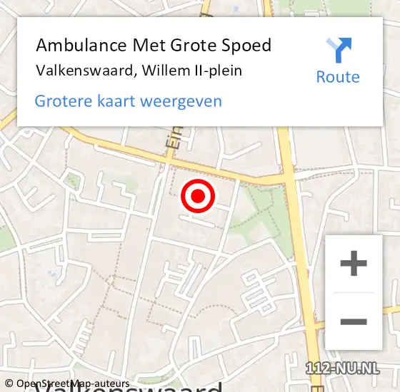 Locatie op kaart van de 112 melding: Ambulance Met Grote Spoed Naar Valkenswaard, Willem II-plein op 22 oktober 2016 16:38